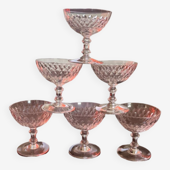 Set of 6 champagne glasses stamped Baccarat crystal