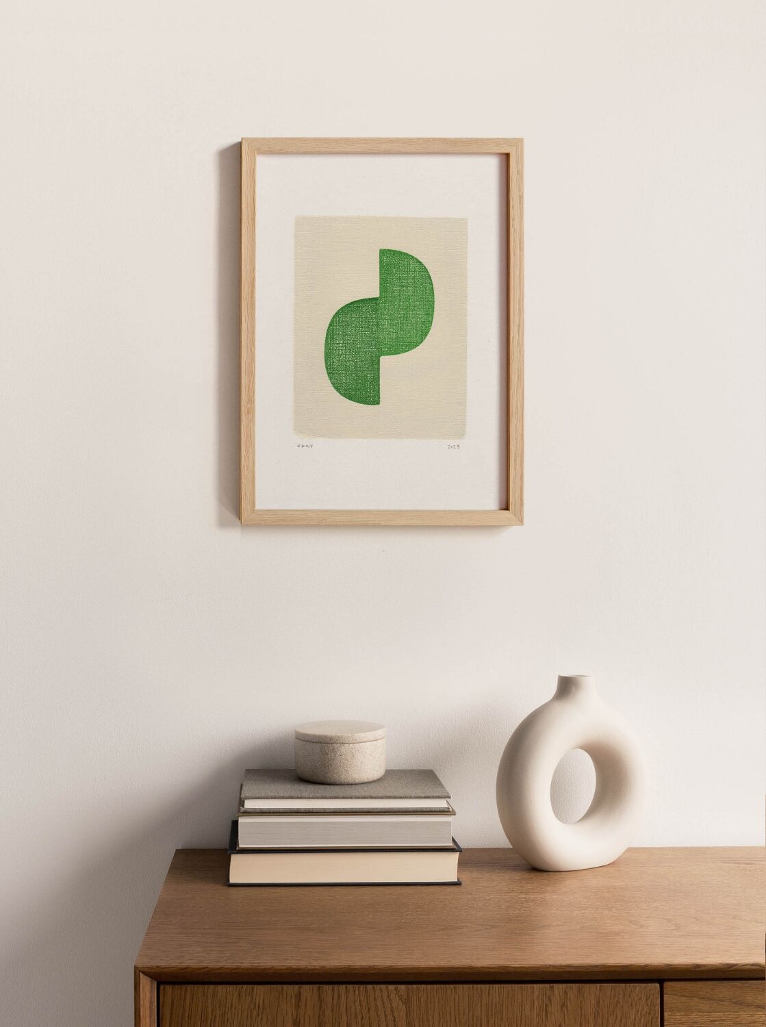 Abstract painting on paper - Twin - emerald green - signed Eawy