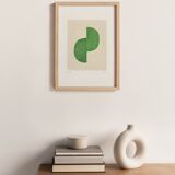 Abstract painting on paper - Twin - emerald green - signed Eawy