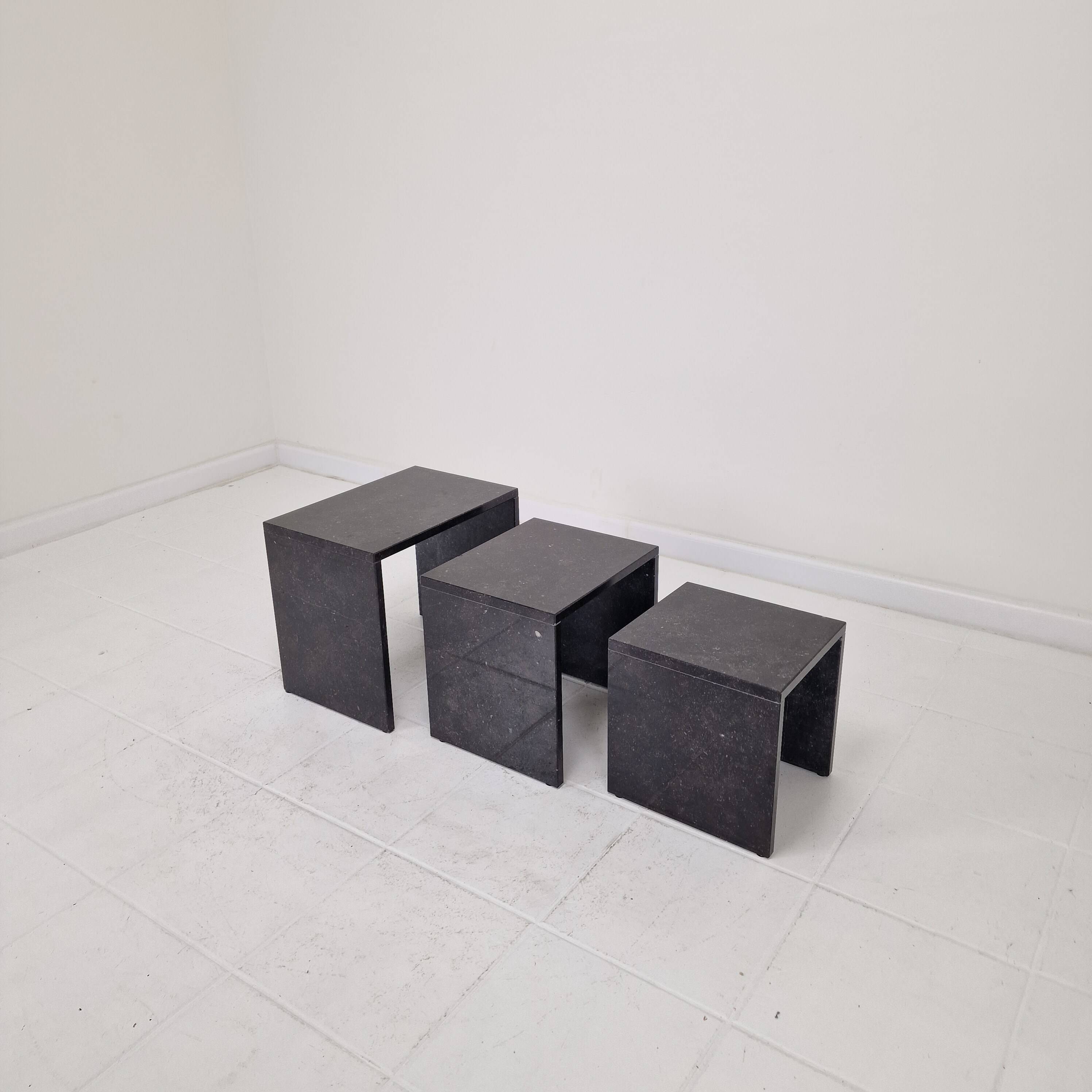 Set of 3 Italian Marble Nesting Tables, 1980s
