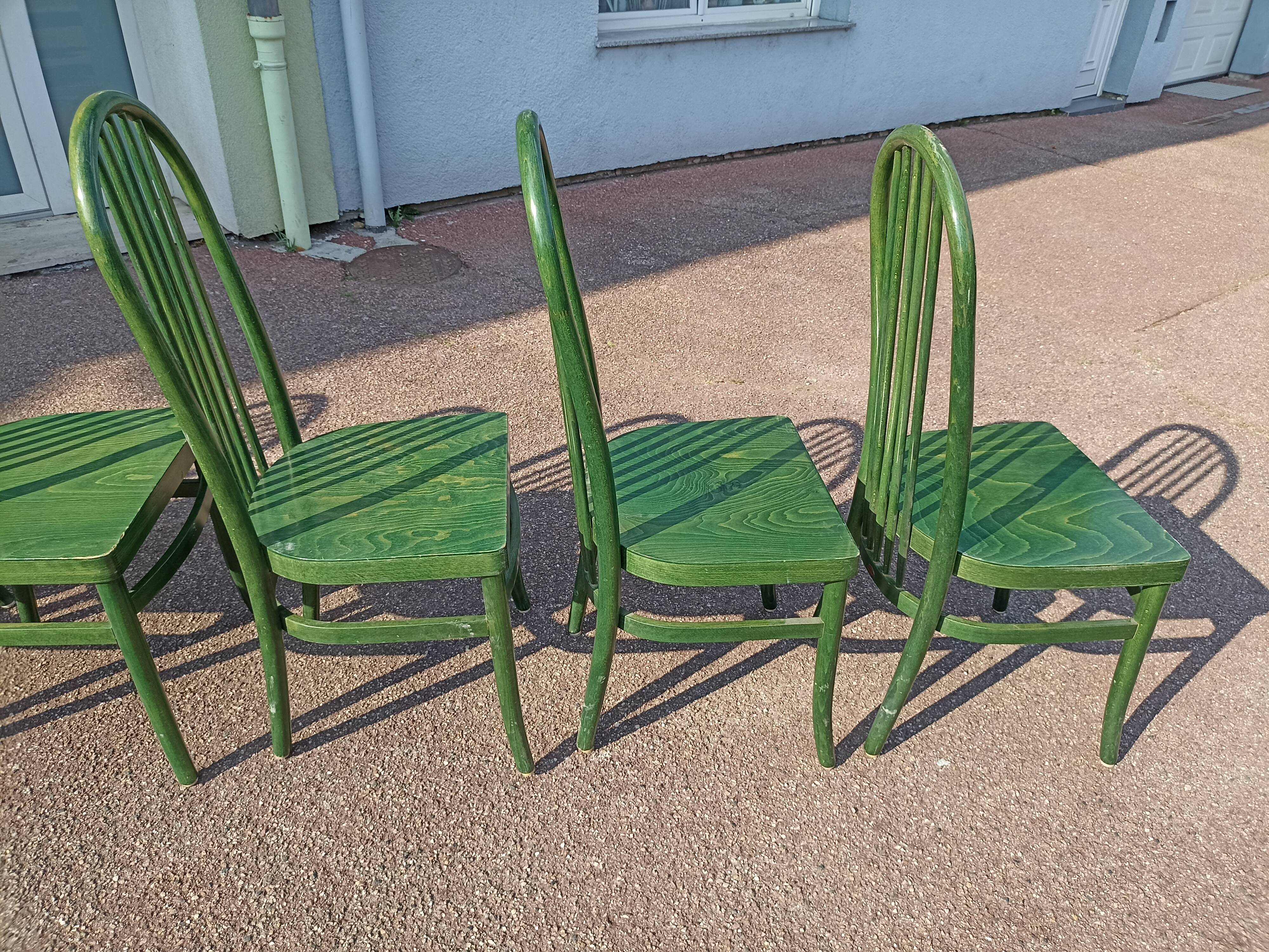 Lot de 6 chaises de bistrot baumann eden terrasse verte bois - vintage