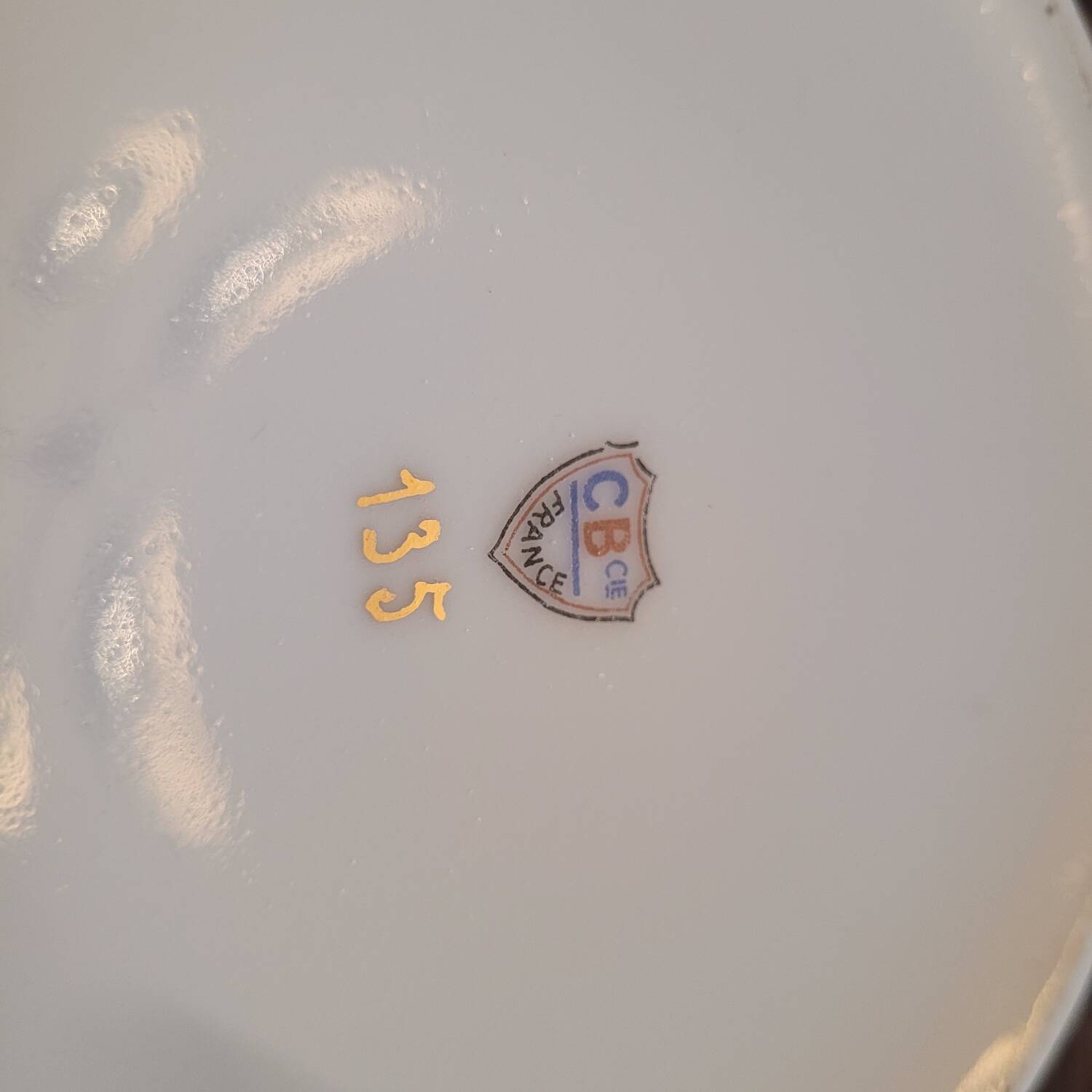 French floral porcelain salad bowl – 1940s–50s