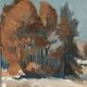Original Swedish Oil on Canvas – “Red Autumn” by Knut Måsö (1926–2016) – Signed – Vintage & Framed – 57 × 44 cm (22.4" × 17.3")