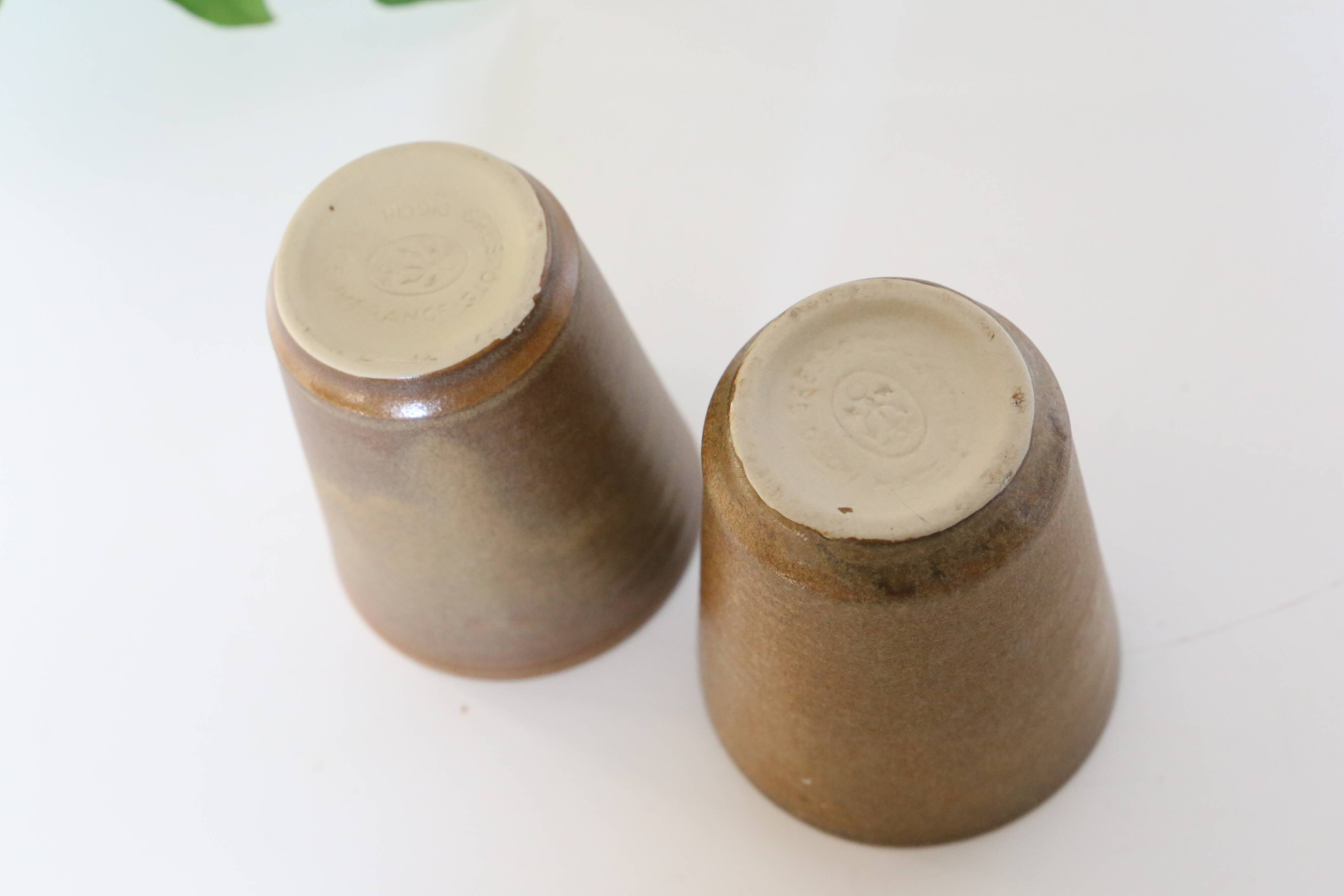 Set of 2 stoneware glasses, Digoin, vintage