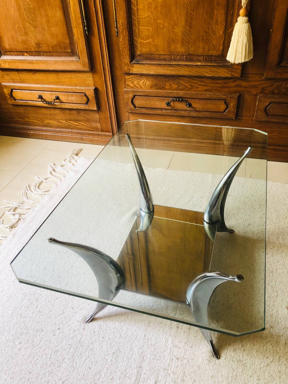 Vintage coffee table "shark fins"