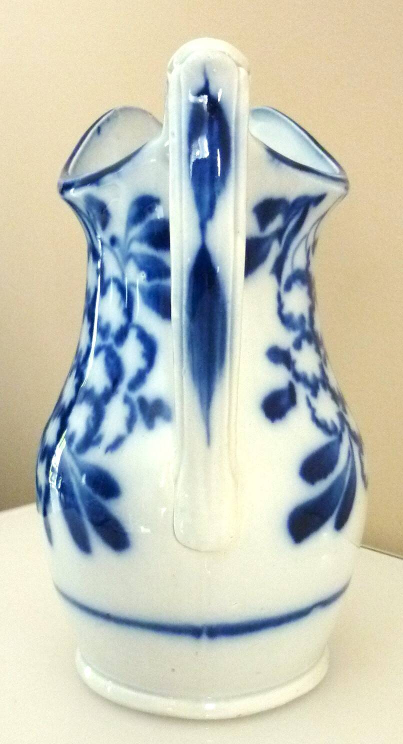 Carafe, antique jug, porcelain with stylised cobalt blue decorations, Art Deco.