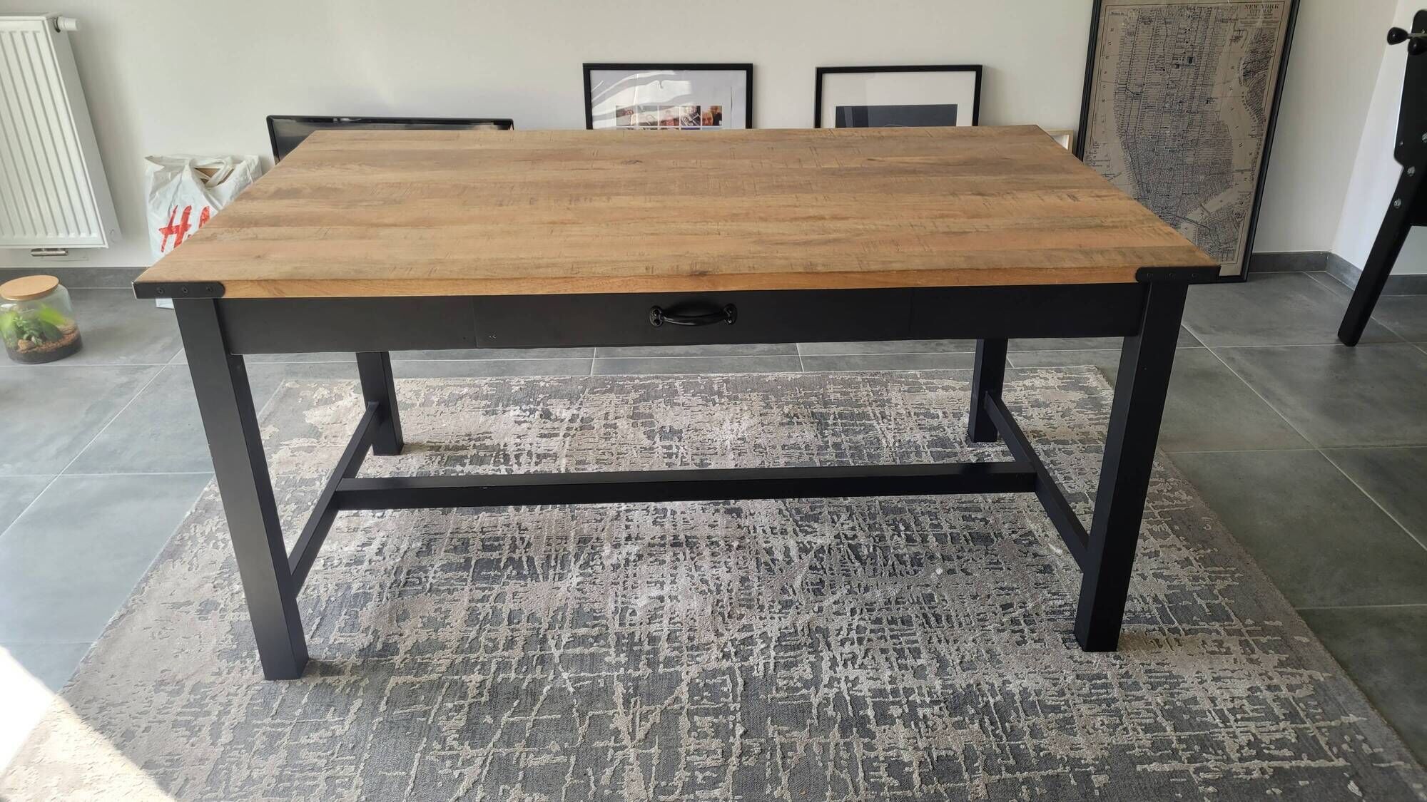 Industrial dining table (mango wood) for 6 people