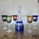 Service cristal couleur "Cristalleries de Lorraine" carafe et 5 verres