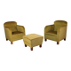 Pair of vintage velvet armchairs with footrest - 1950s