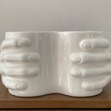 Vintage vase Enamelled ceramic hands 70s