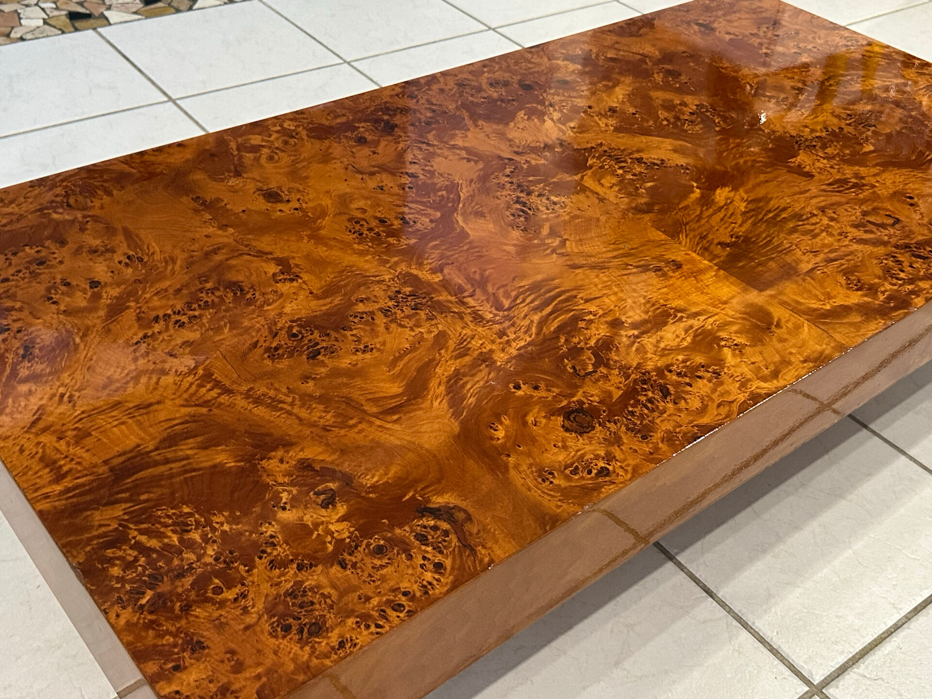 Vintage 1970s Elm Burl Coffee Table