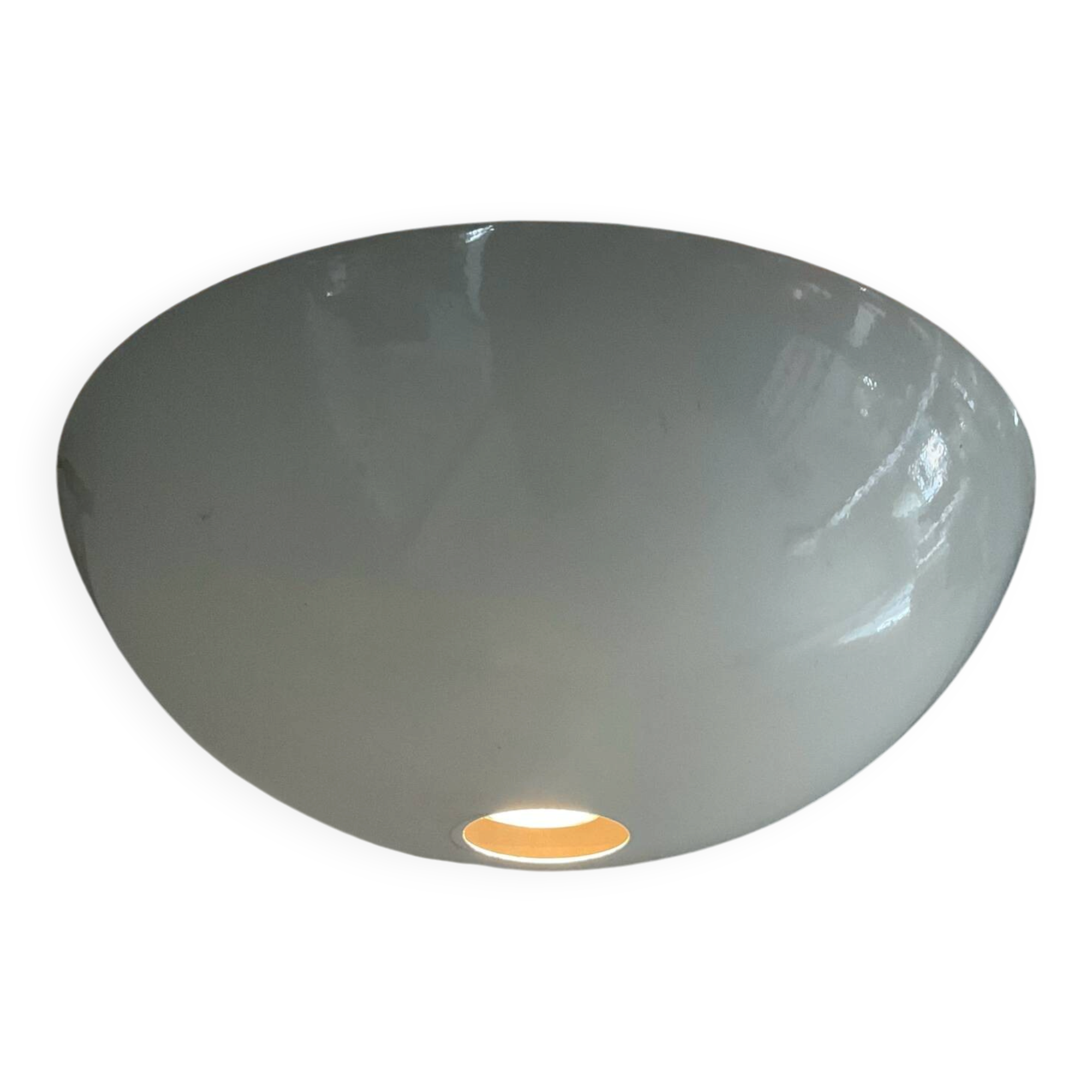Vintage mushroom ceiling light in white lacquered metal.