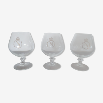 Set of 3 cognac glasses in baccarat crystal