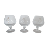 Set of 3 cognac glasses in baccarat crystal