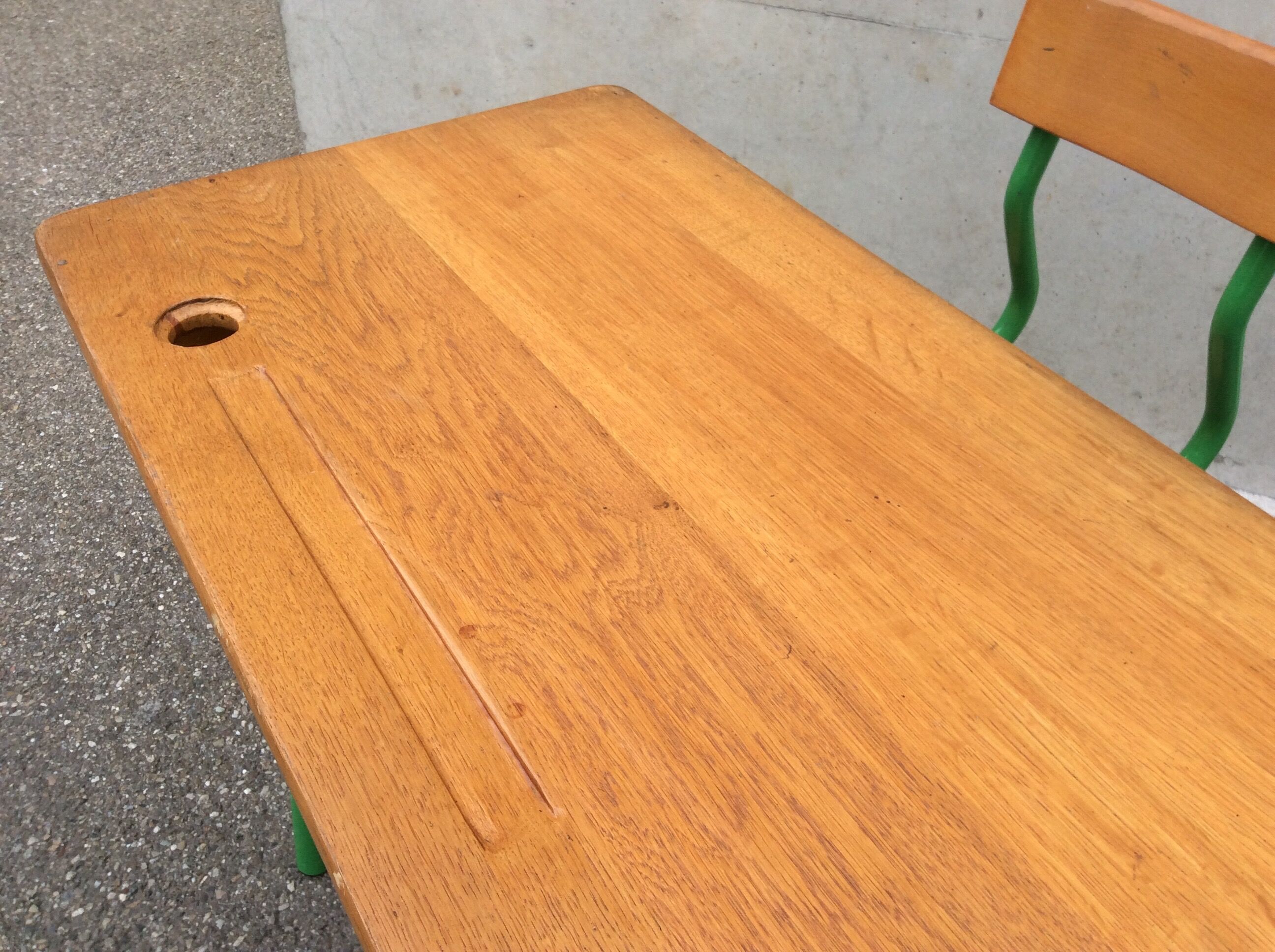 vintage school desk bench