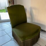 Fauteuil crapaud tissu vert - avec roulettes
