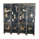 Chinese screen in black lacquer and marble stone