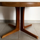 Table scandinave ronde Baumann vintage à pied central étoile extensible