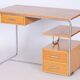 Bauhaus Writing Desk in Oak, Chrome-Plated Steel, Germany, 1930s