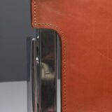 Set of 4 dining chairs in chrome and leather for Cidue Italy 1970