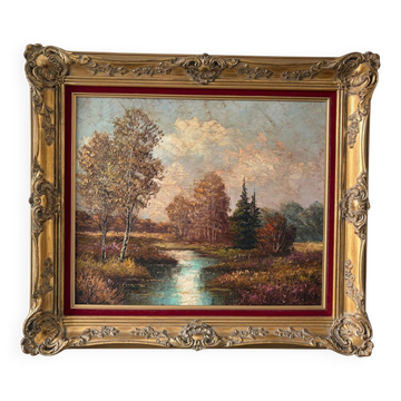 Paysage bucolique signé