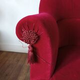 Lot de 2 fauteuils crapauds en velours rouge