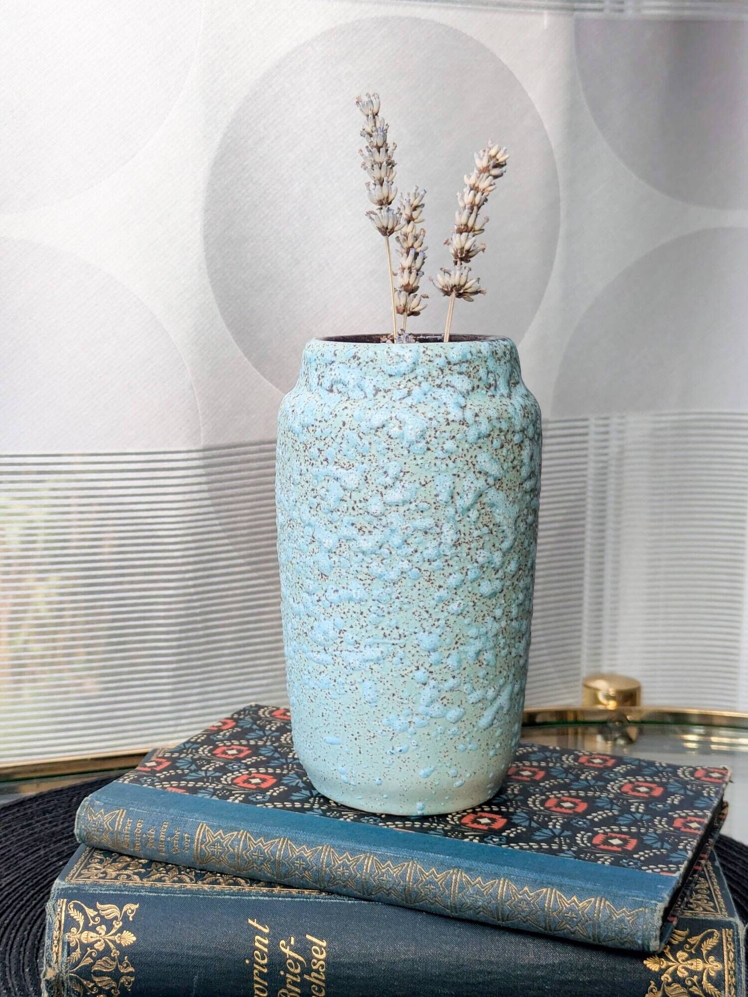 Scheurich Vase Turquoise Fat Lava, West Germany 1960s