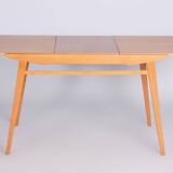Restored Midcentury Oak Extendable Dining Table, Revived Polish, Czechia, 1950s