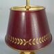 Lampe bouillote style Empire bronze doré abat-jour métal bordeaux C548