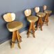 Set of 4 vintage brutalist bar stools, 1960s
