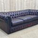 Chesterfield 3-seater sofa in red leather from the 70s