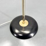 1950s Brass & Glass Adjustable Floor Lamp with Wooden Detail