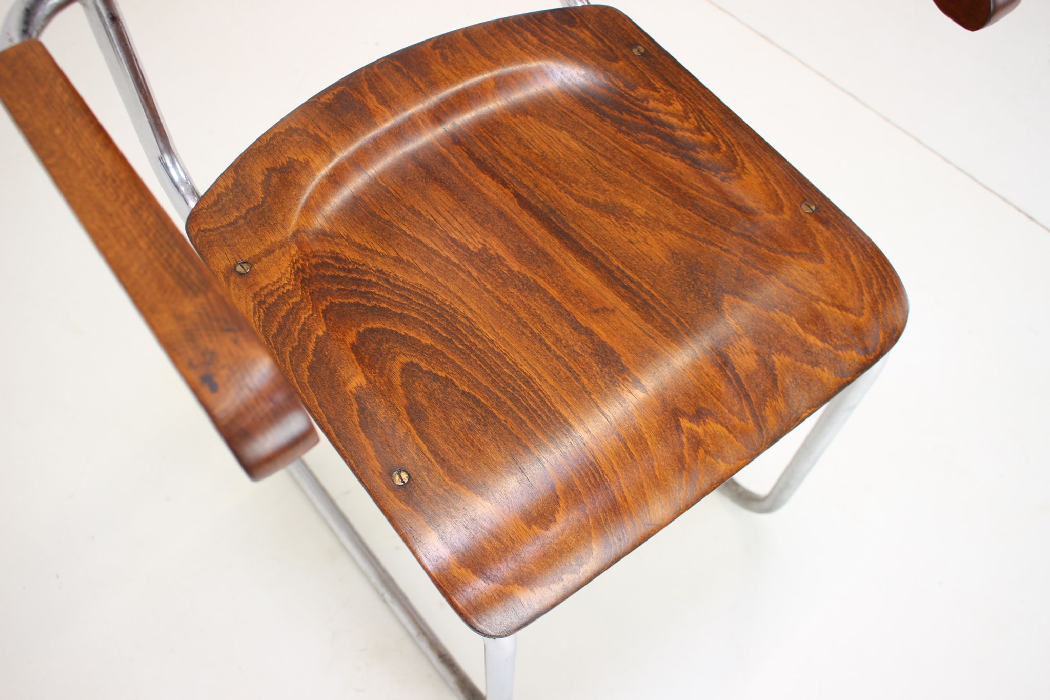 Chaise Bauhaus chrome restaurée par Rudolf Vichr Prag années 1930