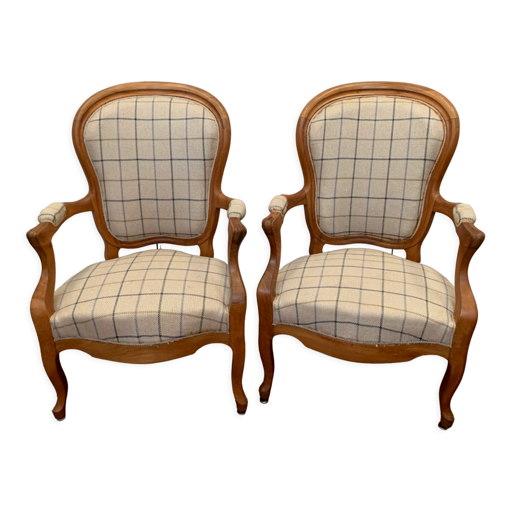Paire de fauteuils de style Louis Philippe en hêtre teinté XX siècle