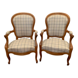 Pair of Louis Philippe style armchairs in XX century stained beech