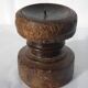 Candle holder round wood old teak patina of origin India