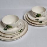 Breakfast service for two, cups, saucers and plates, 24 cm