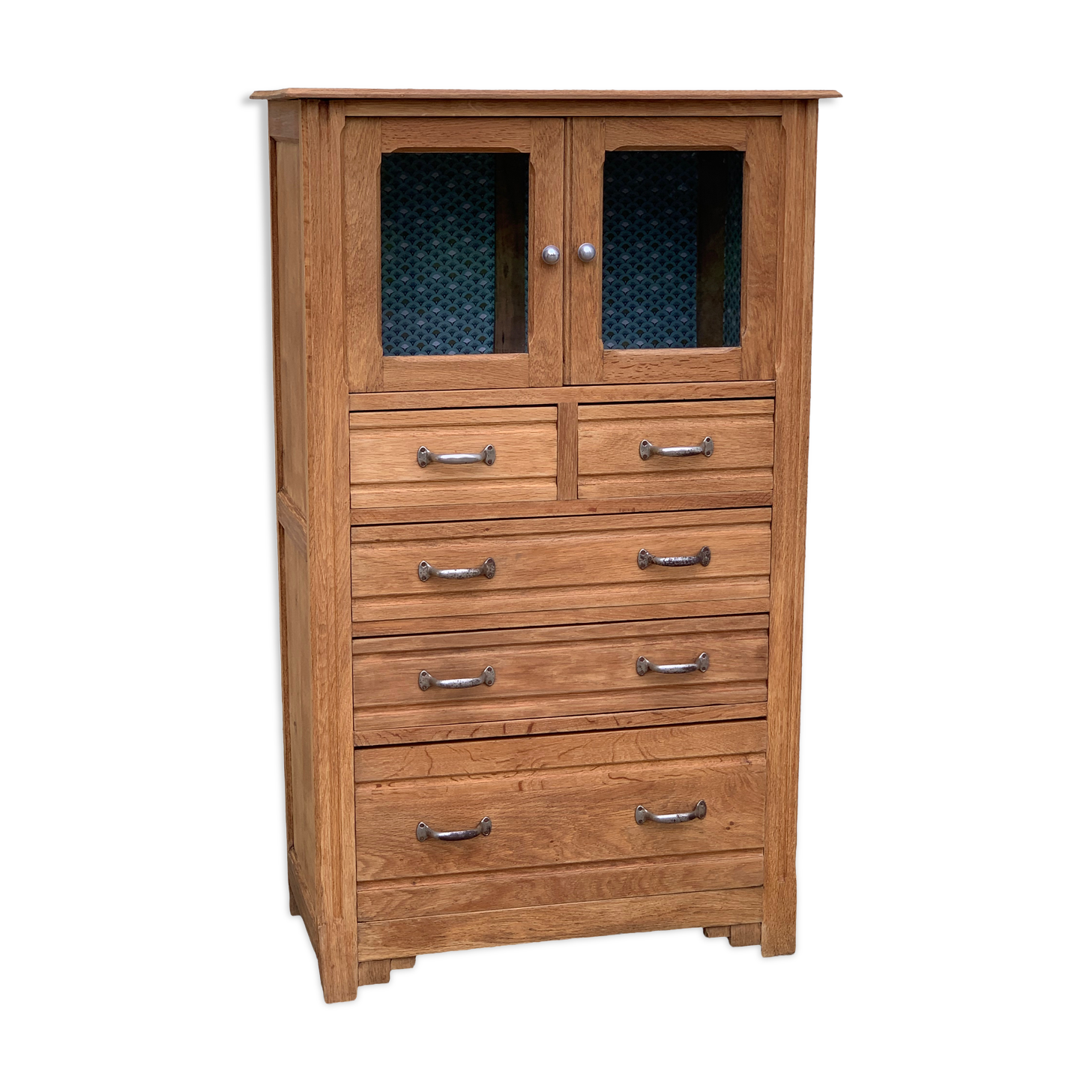 Buffet parisien vitré 1920 bois brut massif
