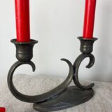 Pair of pewter candlesticks