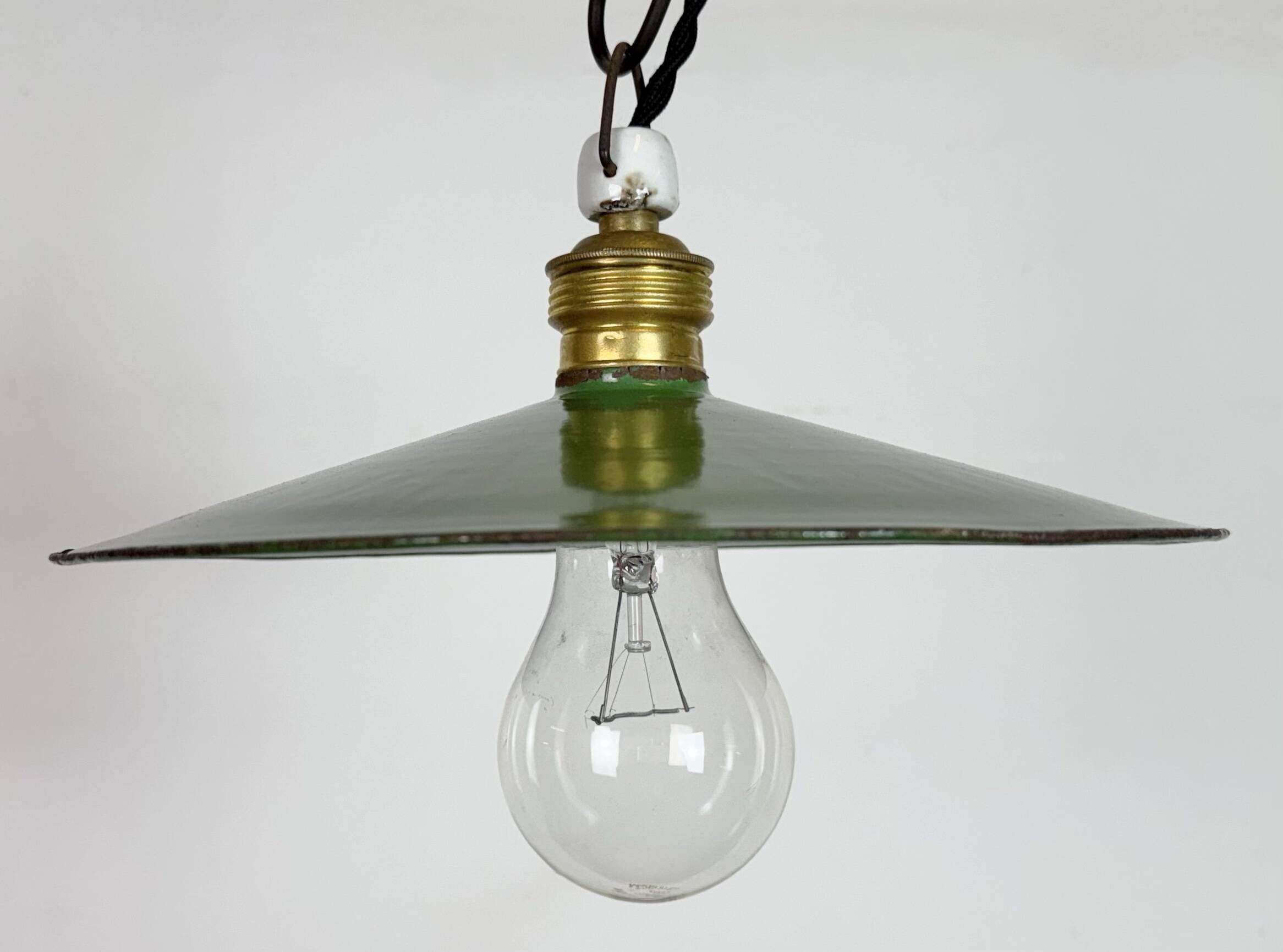 Industrial Green Enamel Light, 1930s
