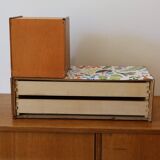 Console, Scandinavian shelf to place or wall in teak and Josef Frank pattern paper