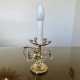 Paire de lampes fleurs , Hollywood Regency, cristal et laiton doré, 1970
