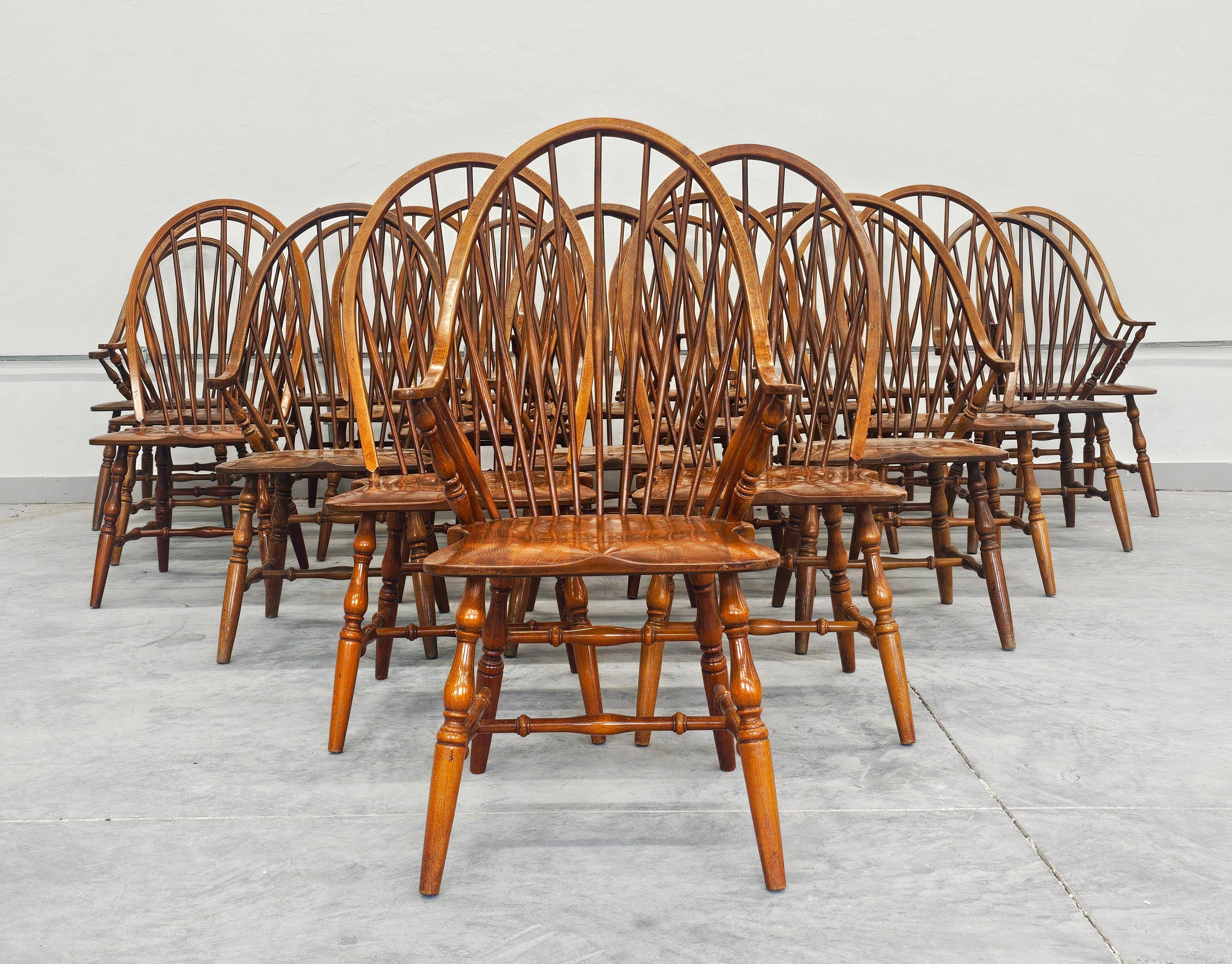 Windsor chair with high spindled back, beech, 1950s.