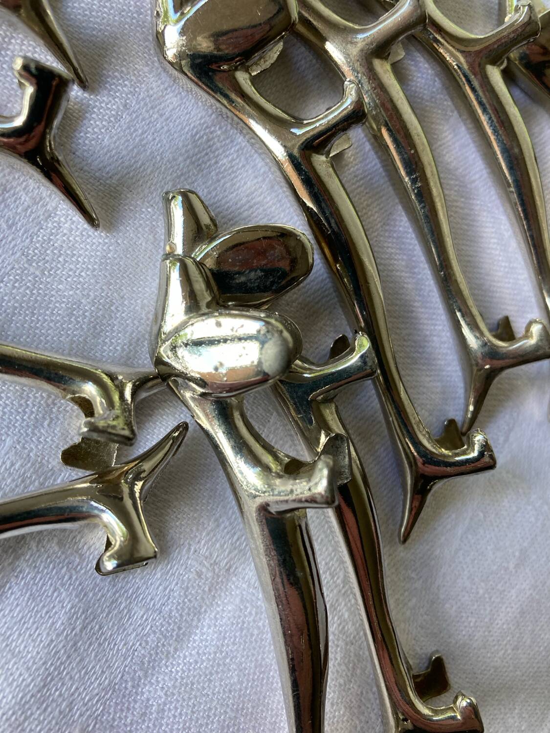 Vintage silver metal dachshund knife holder