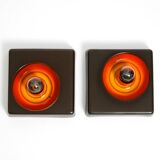 Two beautiful original 1970s Space Age ceramic wall lamps