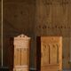 Corner pine wardrobe in two parts, Danish cabinetmaker, early 19th century.