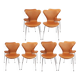 A set of 4 Seven Chairs - Model 3107 - Cognac Classic Leather - Arne Jacobsen - Fritz Hansen