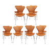Un ensemble de 4 chaises Seven - Modèle 3107 - Cuir classique cognac - Arne Jacobsen - Fritz Hansen
