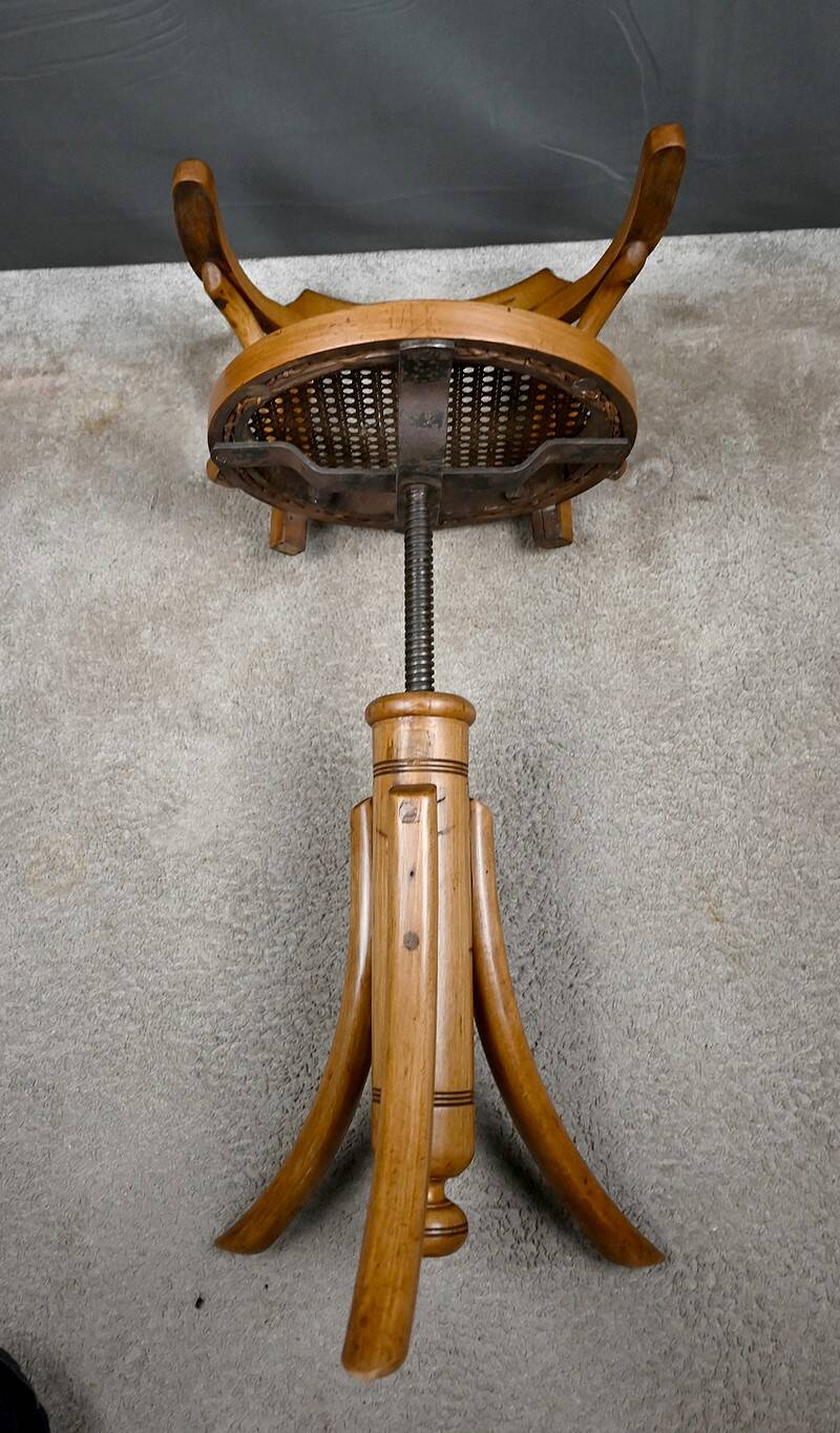 Swivel Chair for Children in Stained Beech, Thonet Style – Early 20th Century