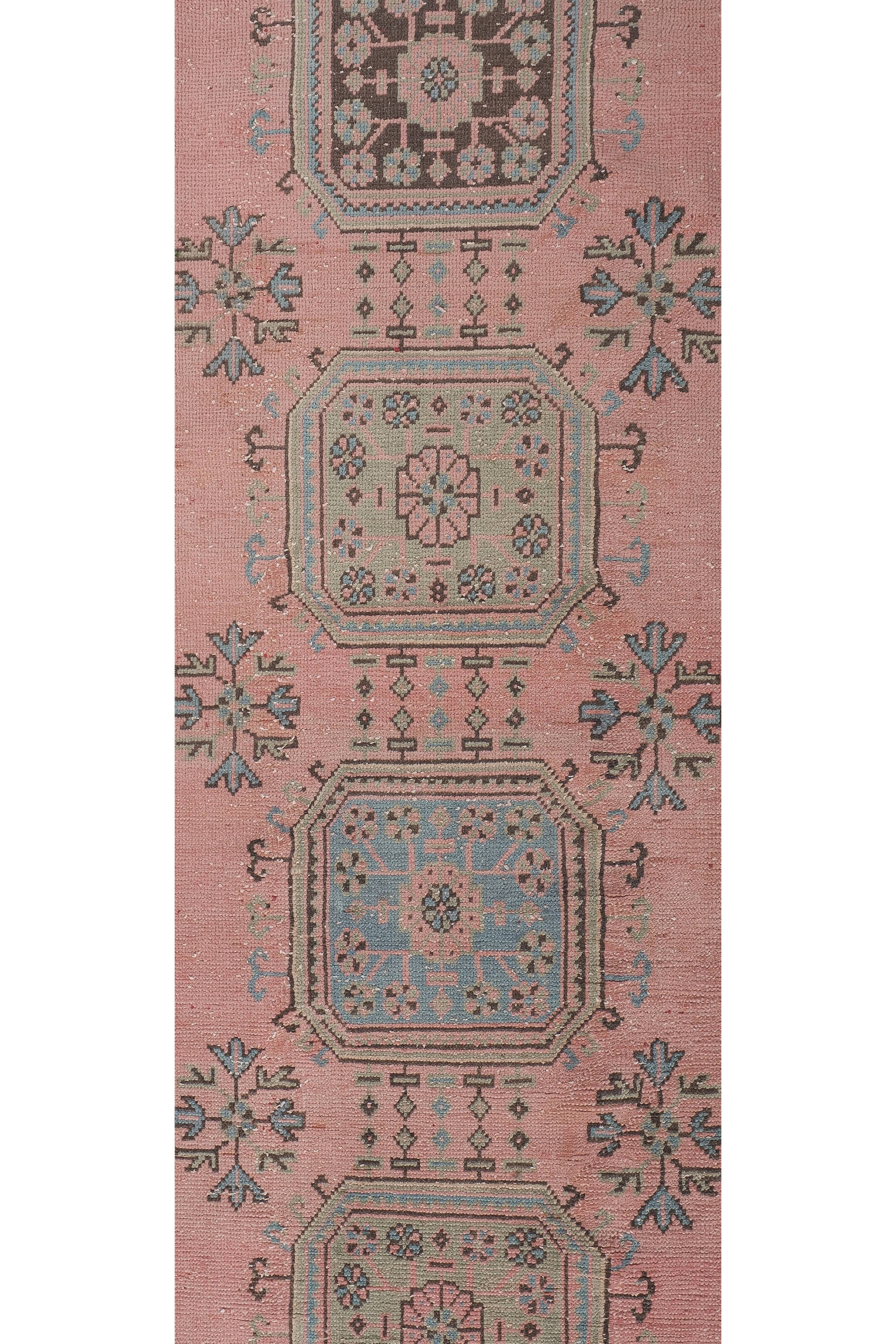 Vintage Turkish Oushak Rug Handwoven 79x664 cm